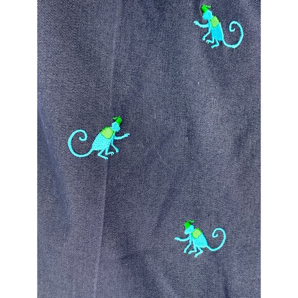 Lilly Pulitzer Circus Monkey Cropped Trouser Pants Women Size 6 Navy Embroidered - Picture 6 of 6
